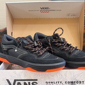 Vans Men's Black Sneakers with Orange Soles